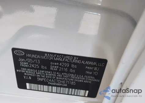 2013 Hyundai Sonata Limited from USA, damaged, VIN 5NPEC4AC7DH671185